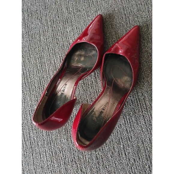 Anne Klein Womens 6.5 Dark Ruby Red Pointed toe D'orsay Stiletto Heels Classic - Picture 6 of 7